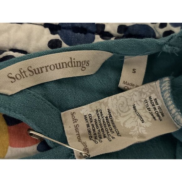 Soft Surroundings Moderne Gauze Top Blouse Tropical Teal Size Small Bohemian - Picture 4 of 4